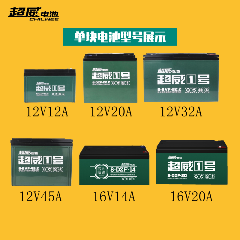 超威电池天能铅酸蓄电瓶48V12A48V20二三轮电动车60V72V32A45AH52